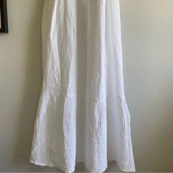 BB Dakota STEVE Madden White Cotton Gauze Tiered Maxi Dress Size M - Picture 5 of 15